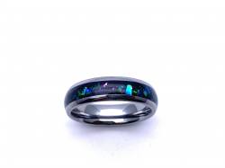 Tungsten Cabide Ring Blue Green & Black Inlay