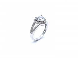 Silver CZ Heart Ring