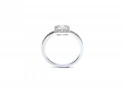 Silver Princess Cut CZ Cluster Ring