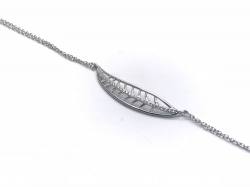 Silver CZ Leaf Bracelet adjustable length