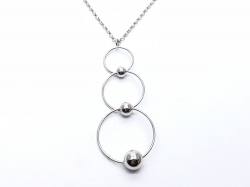 Silver Fancy Ball and Circle Pendant and Chain