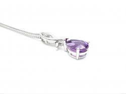 Silver Amethyst & CZ Teardrop Pendant & Chain