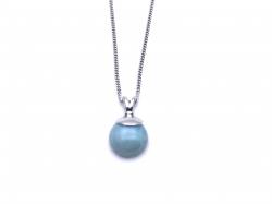 Silver Cabochon Cut Larimar Pendant & Chain