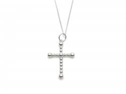 Silver Ball Design Cross Pendant & Chain 18 Inch