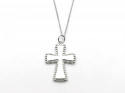 Silver Edged Cross Pendant & Chain 18 Inch