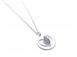 Silver CZ Spinning Heart Pendant & Chain