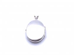 Silver Half Engraved Oval Locket