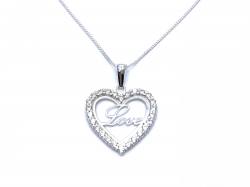 Silver CZ Love Heart Pendant & Chain