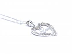 Silver CZ Love Heart Pendant & Chain