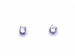 Silver Round CZ Solitaire Stud Earrings 5mm