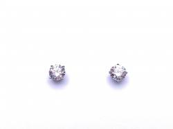 Silver Round CZ Solitaire Stud Earrings 6mm