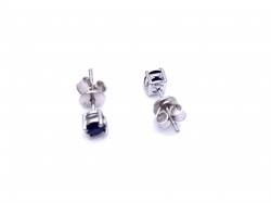 Silver Sapphire Solitaire Syud Earrings 4mm