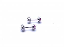 Silver Ruby Stud Earrings 3mm