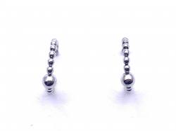 Silver Plain Bobble Hoop Stud Earrings