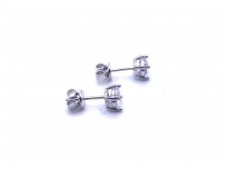 Silver Round Claw Set CZ Stud Earrings 6mm