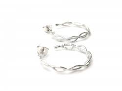Silver Plaited Hoop Earrings