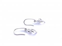 Silver CZ Double Heart Drop Earrings