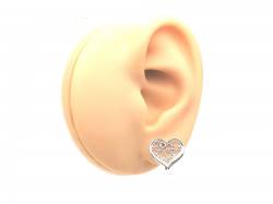 Silver Stud Heart Shaped Earrings
