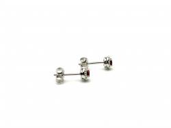 Silver Garnet Stud Earrings 3mm