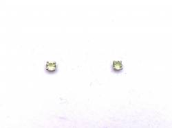 Silver Peridot Stud Earrings 4mm