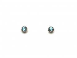 Silver Blue Topaz Stud Earrings 3mm