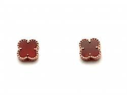 Silver Red Clover Earrings