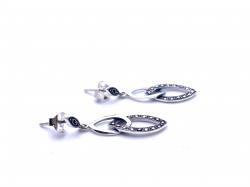 Silver Marcasite Fancy Stud Drop Earrings