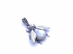 Silver Marcasite & Mother Of Pearl Bee Pendant