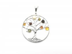 Silver and Amber Tree of Life Pendant
