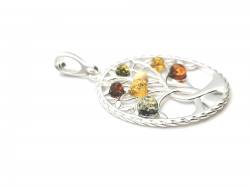 Silver Amber Tree Of Life Pendant