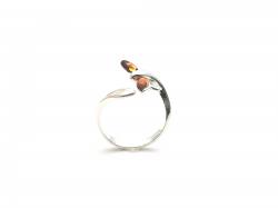 Silver Amber Butterfly Torque Ring