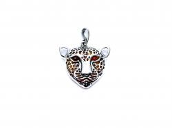 Silver Amber Leopard Pendant
