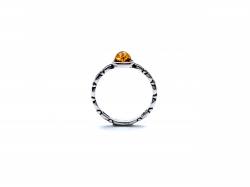 Silver Amber Solitaire Ring