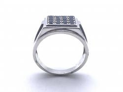 Silver Gents Black CZ Signet Ring