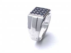 Silver Gents Black CZ Signet Ring