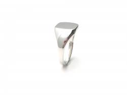 Silver Plain Cushion Cut Signet Ring
