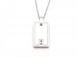 Stainless Steel Matte Oblong Pendant & Chain