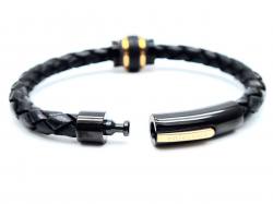 Unique Black Leather Carbon Fibre Bracelet