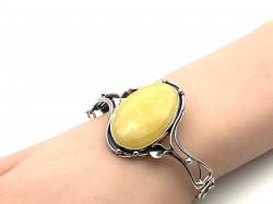 Silver Milky Amber Bangle 60mm