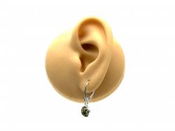 Silver Green Amber Drop Earrings