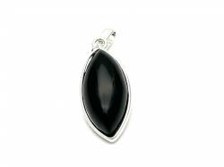 Silver Black Whitby Jet Pendant 34mm