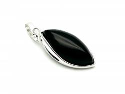 Silver Black Whitby Jet Pendant 34mm