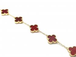 Silver Gold Plated Red Clover Bracelet