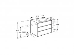 Roca The Gap Matt Grey 800mm 3 Drawer Vanity Unit with Basin