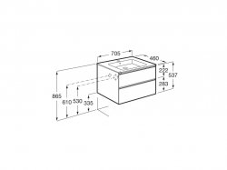 Roca The Gap Walnut 700mm 2 Drawer Vanity Unit with Basin