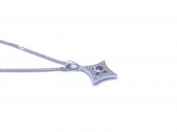 Silver Ruby & CZ Pendant & Chain