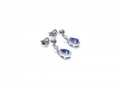 Silver Tanzanite & CZ Drop Stud Earrings