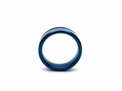 Tungsten Ring With Blue IP Plating & Black Carbon