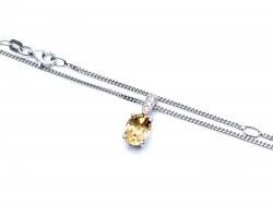 Silver Citrine & CZ Oval Pendant & Chain