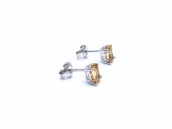 Silver Citrine Oval Stud Earrings